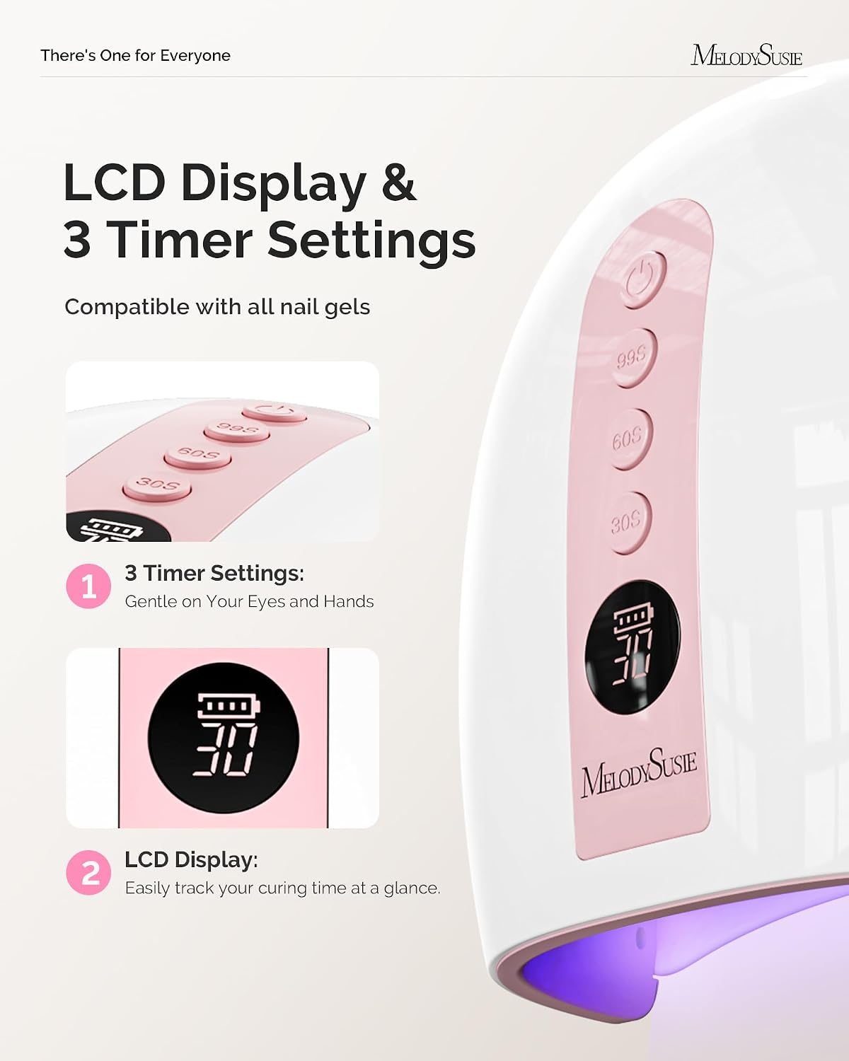 MelodySusie P-Plus30B 48W LED UV nail lamp with LCD and detachable base - 2