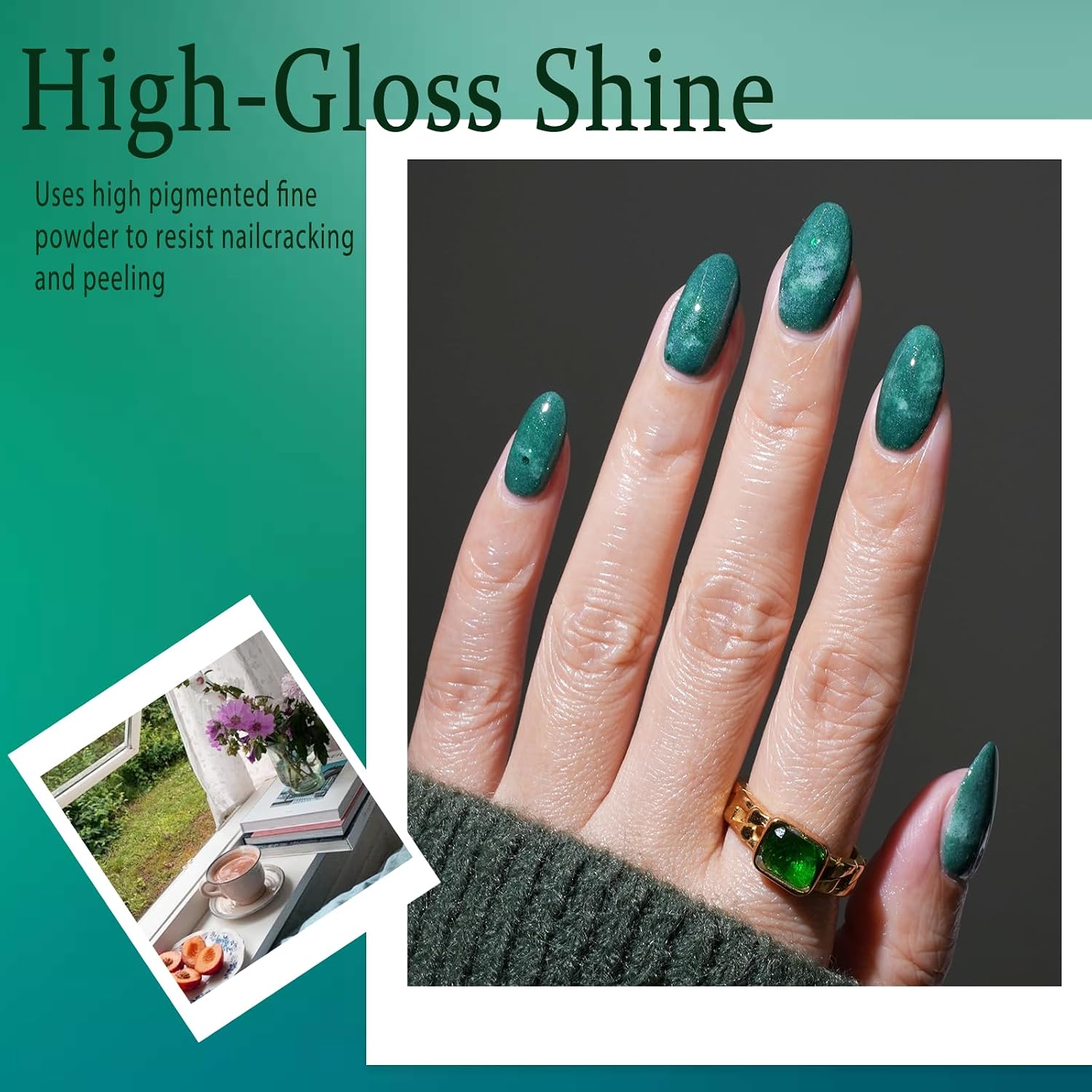 AZUREBEAUTY glitter green dip powder kit St. Patrick shades - 3