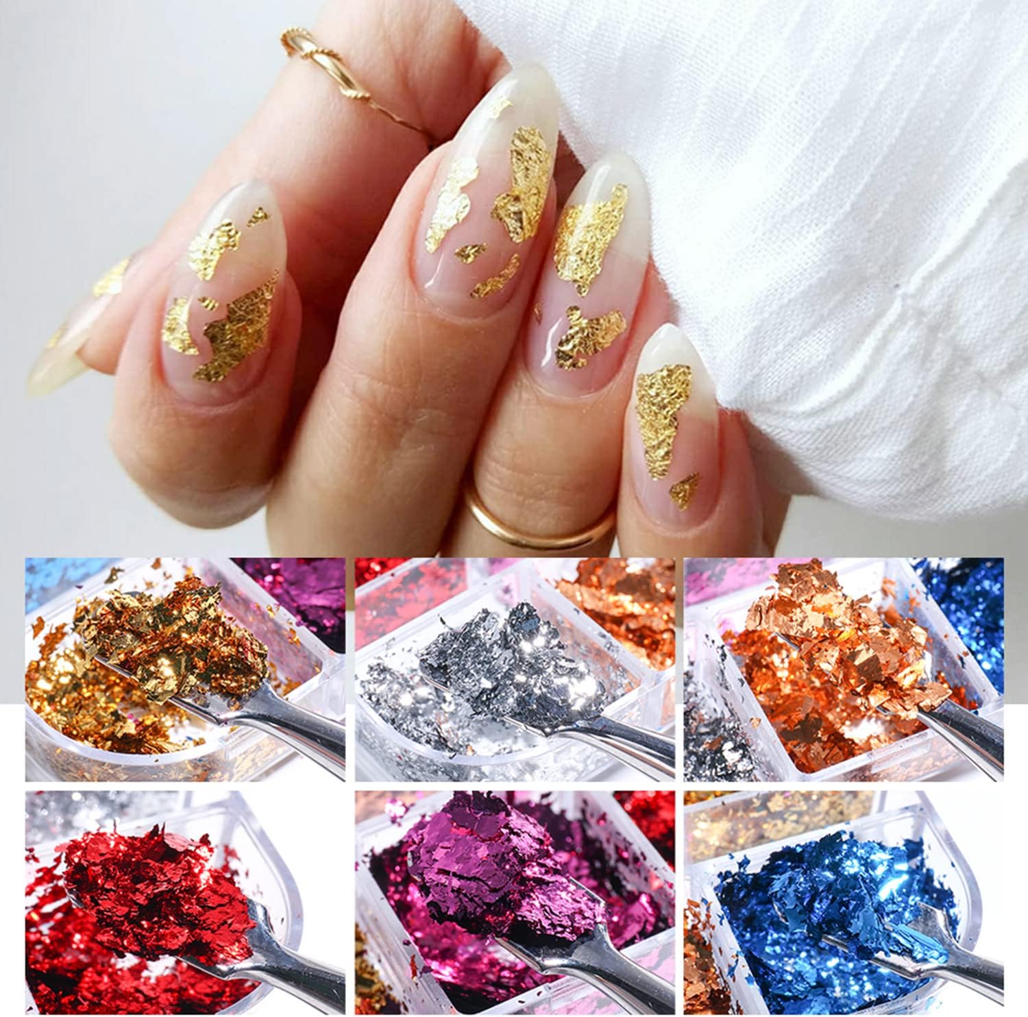 Vezocim holographic nail foil flakes 12-color ultra-thin set in divided tray - 3