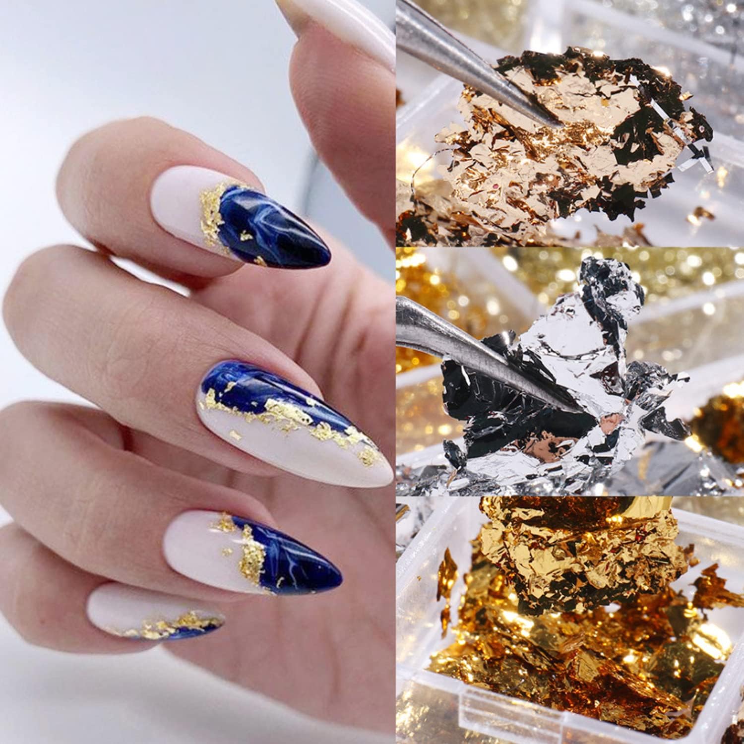 Vezocim holographic nail foil flakes 12-color ultra-thin set in divided tray - 4
