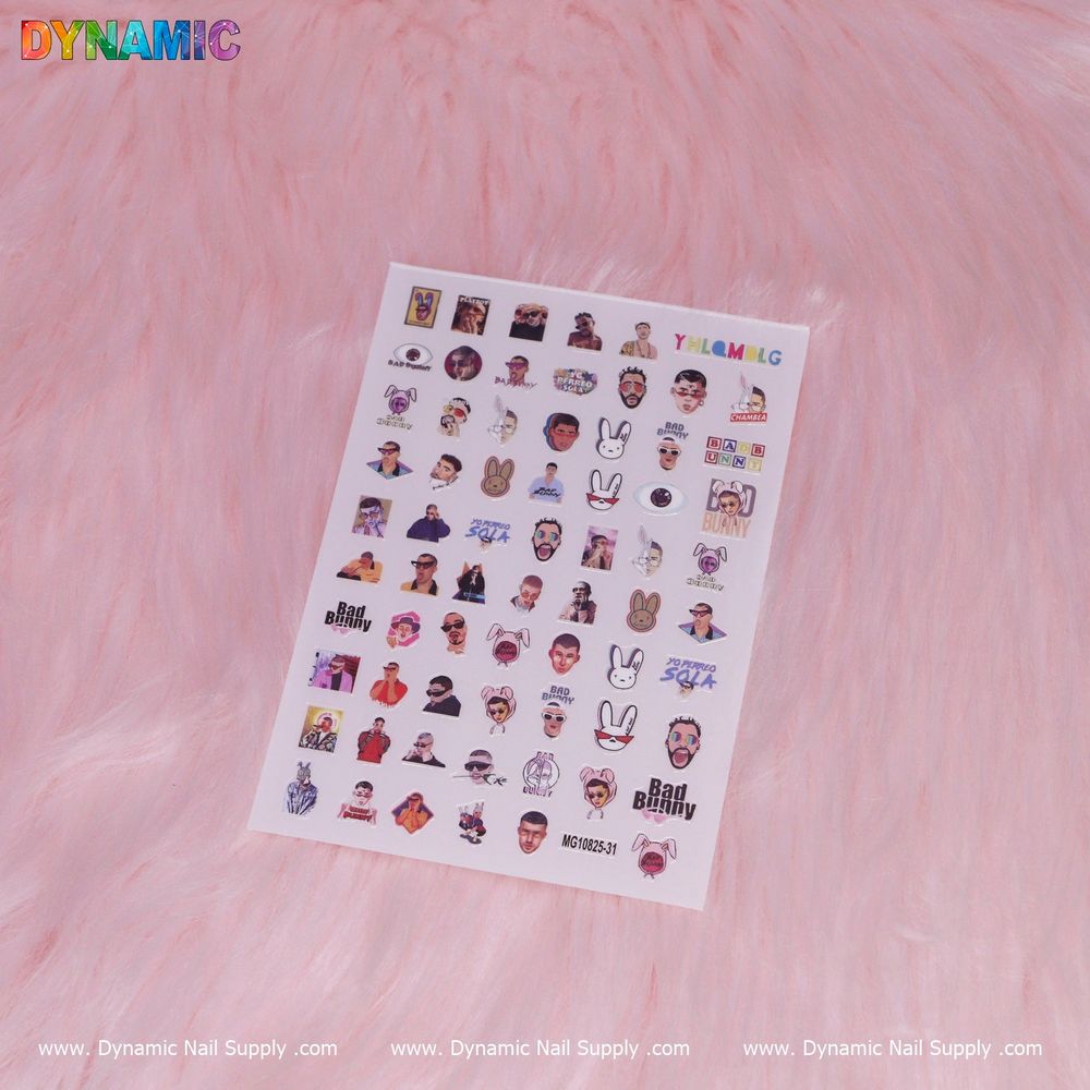 Bad Bunny hip hop nail stickers - 2