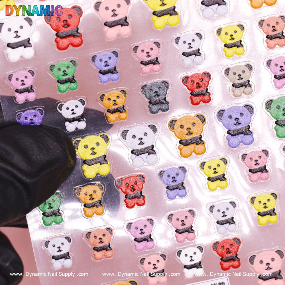 colorful bear nail sticker sheet - 2