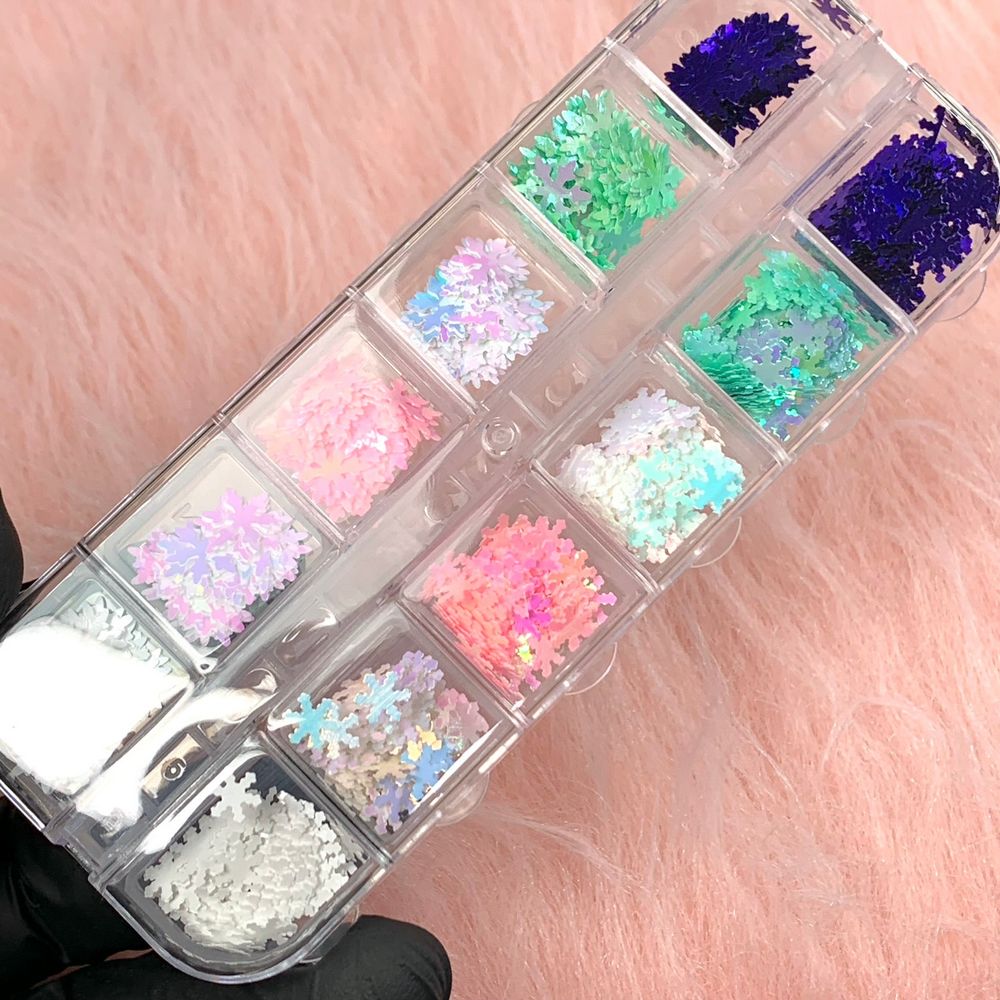 iridescent snowflake nail glitter mix - 2