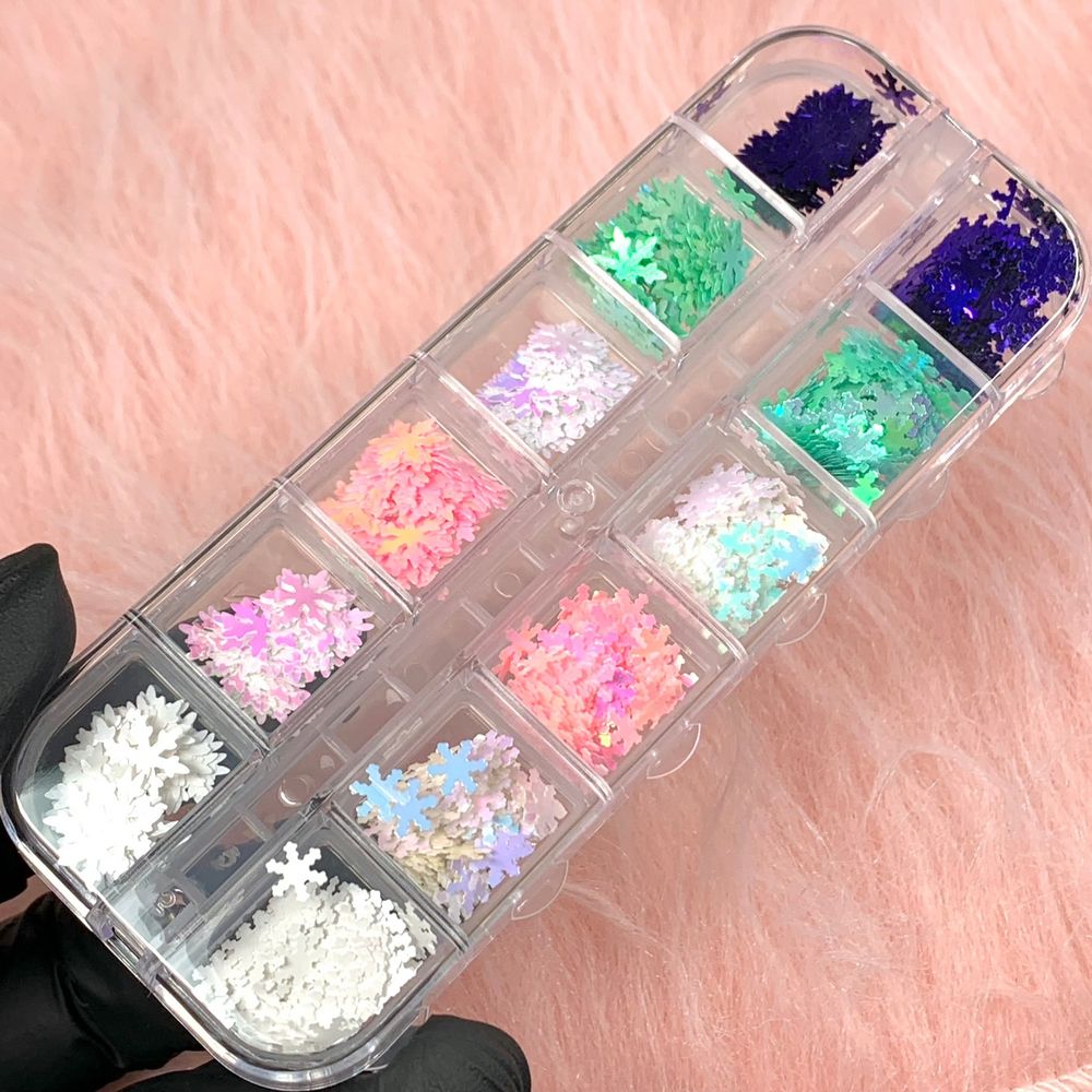 iridescent snowflake nail glitter mix - 3
