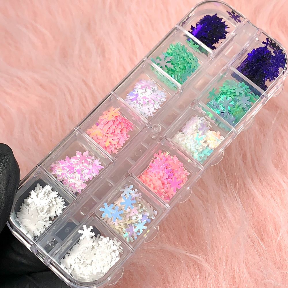 iridescent snowflake nail glitter mix - 4