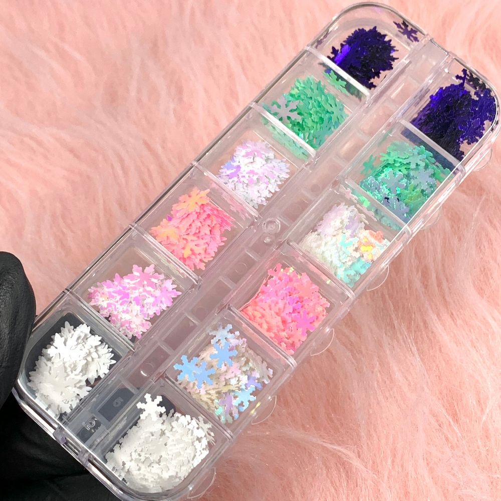 iridescent snowflake nail glitter mix - 5
