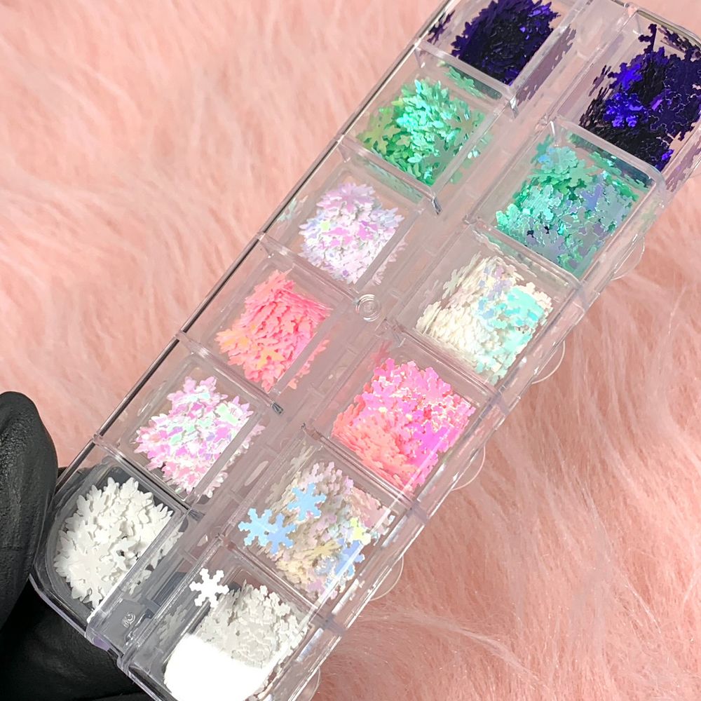 iridescent snowflake nail glitter mix - 6