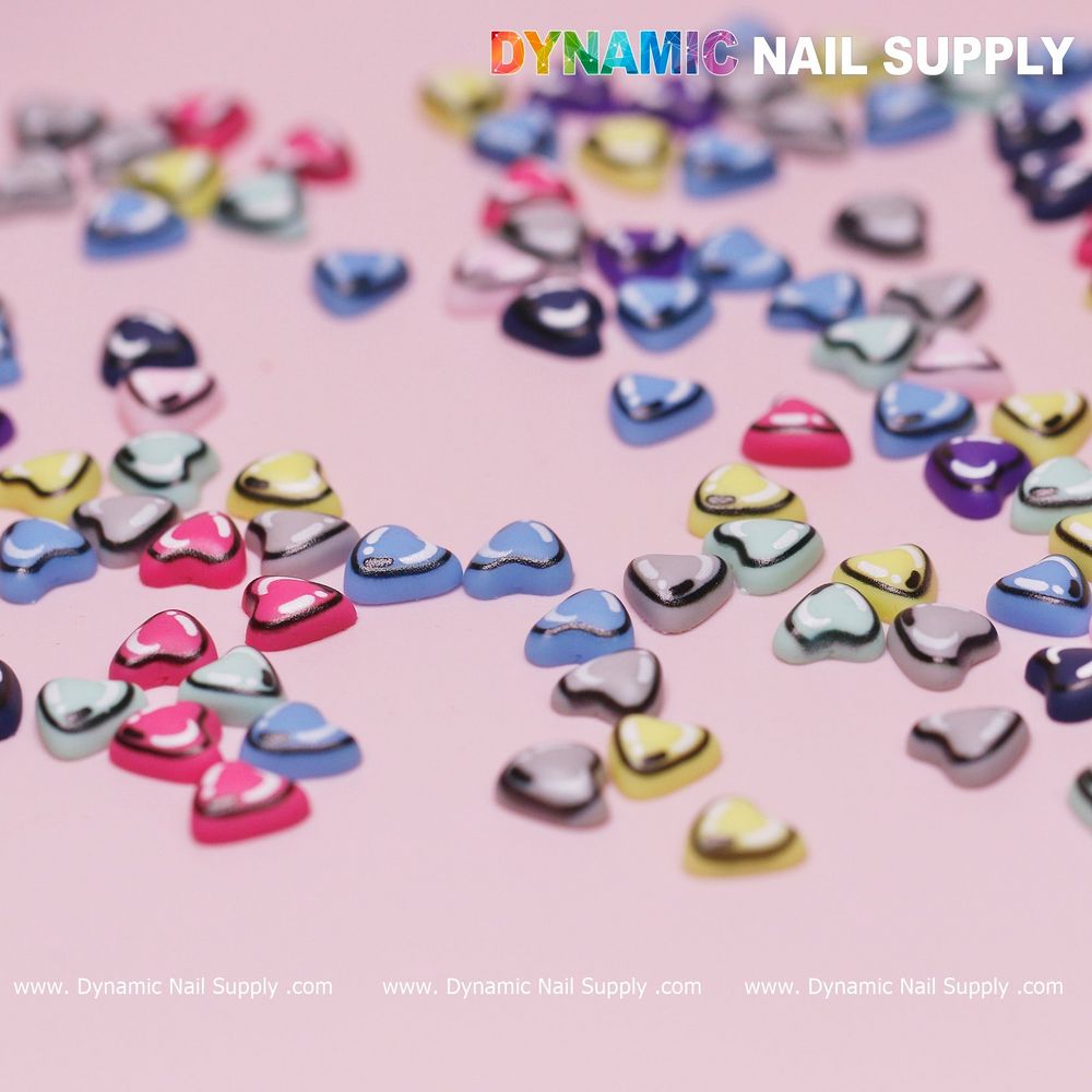 multicolor resin heart nail charms - 10