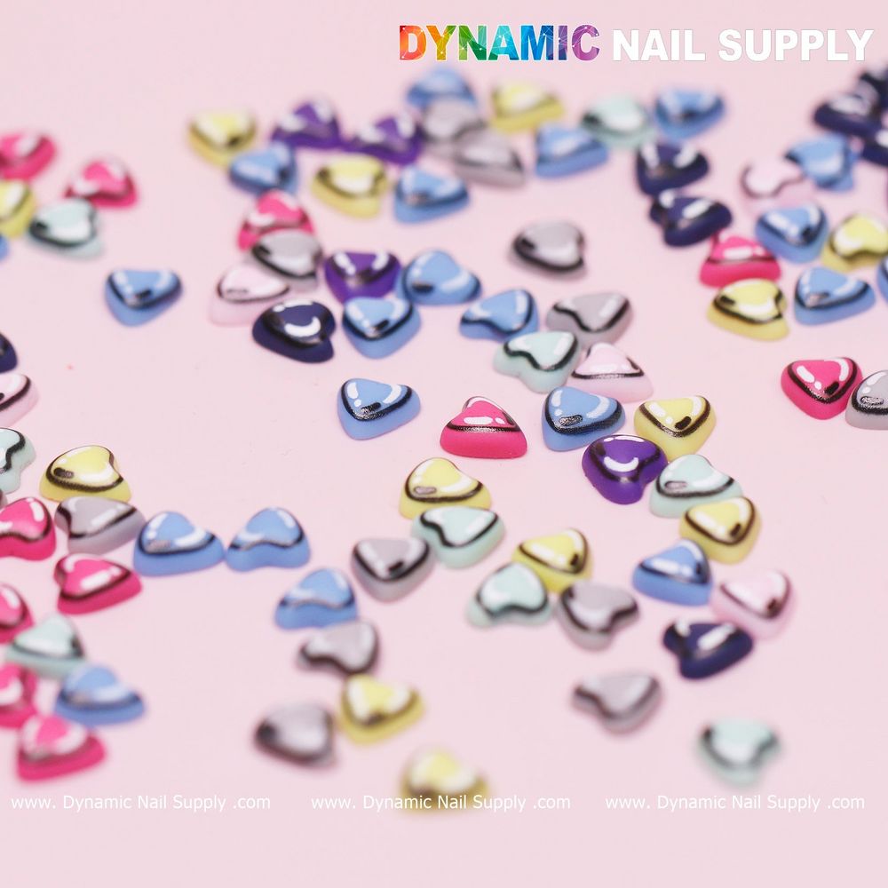 multicolor resin heart nail charms - 11