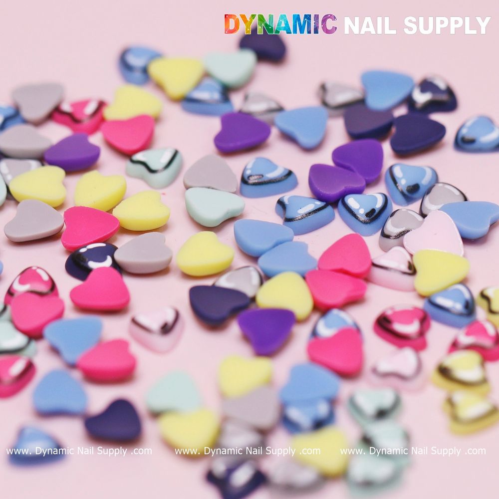 multicolor resin heart nail charms - 2