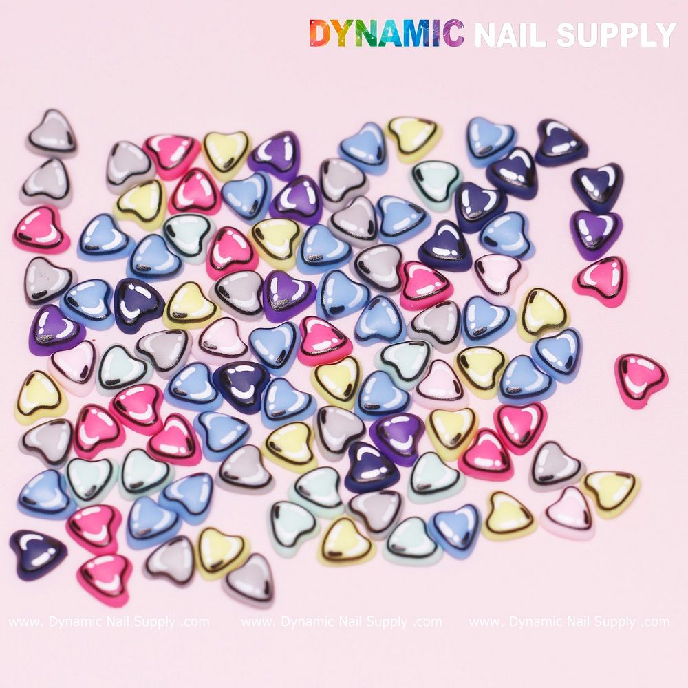 multicolor resin heart nail charms - 4