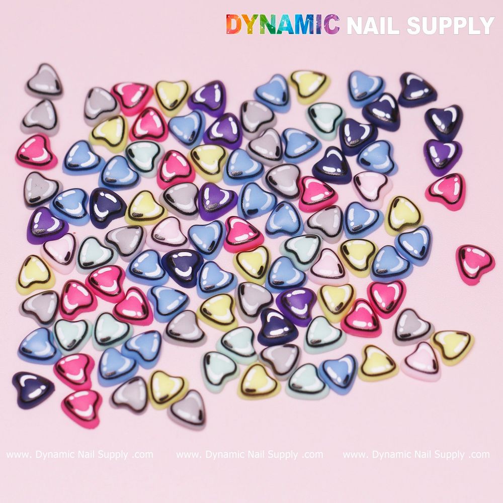 multicolor resin heart nail charms - 5