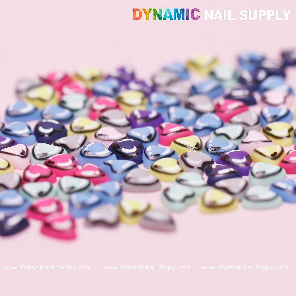 multicolor resin heart nail charms - 6