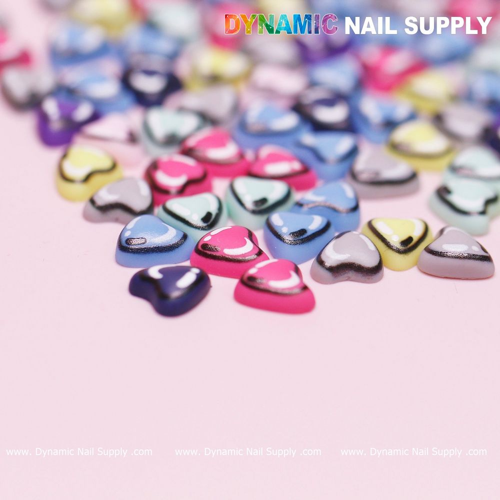 multicolor resin heart nail charms - 7