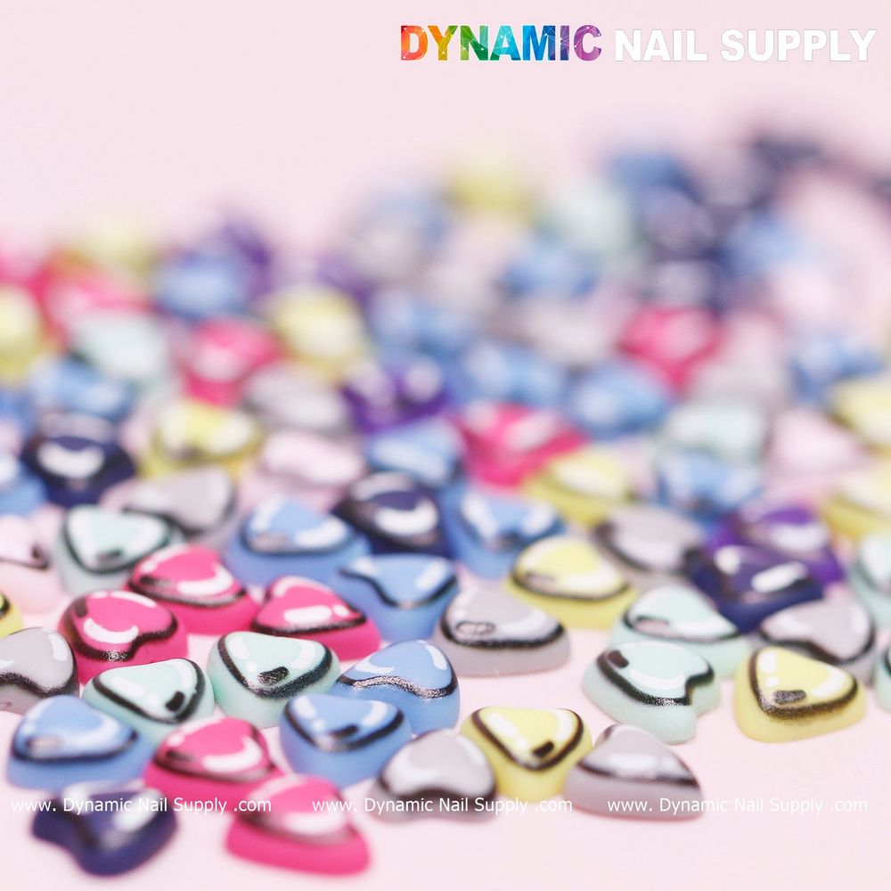 multicolor resin heart nail charms - 8