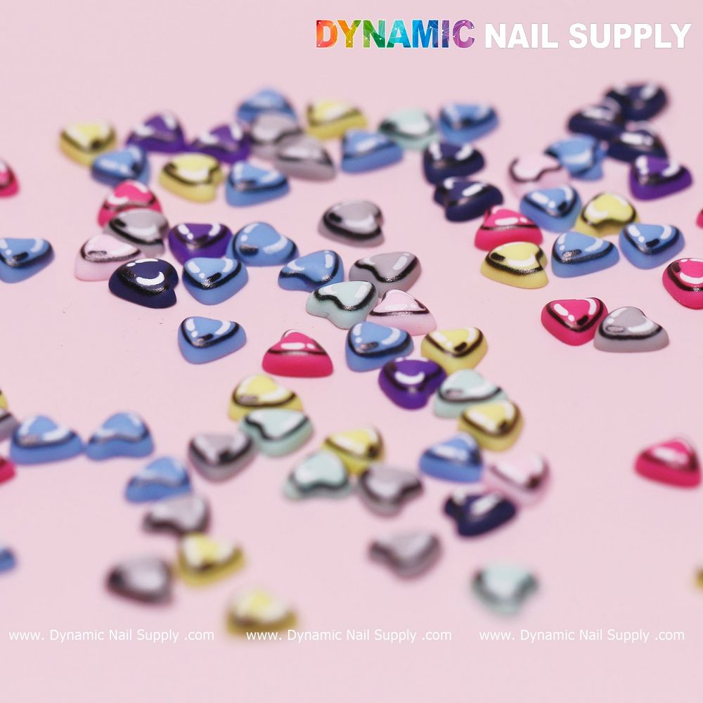 multicolor resin heart nail charms - 9