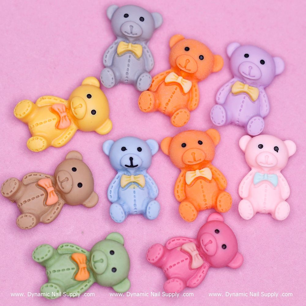ten cartoon teddy bear nail charms - 2