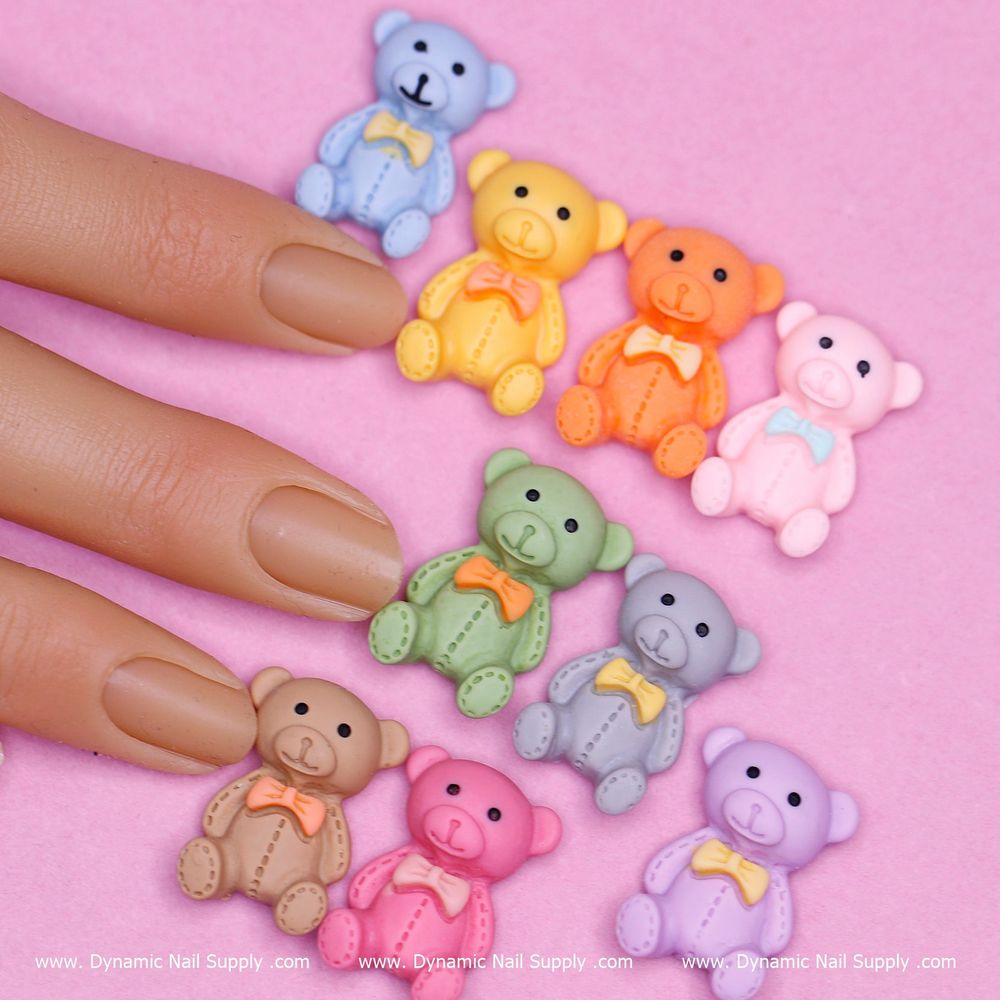 ten cartoon teddy bear nail charms - 4